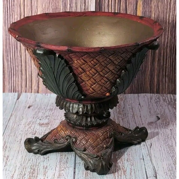 Rare  Exotic Artisan Ornate Footed Fruit Bowl  Pottery Centerpiece Heavy 4.4 lbs - Picture 10 of 17
